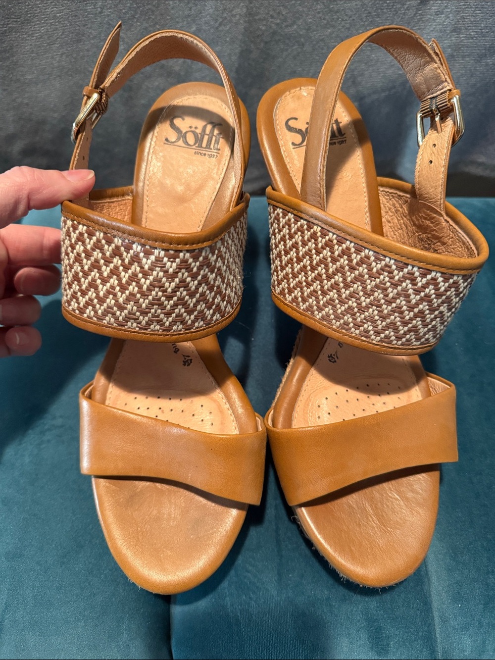 Sofft Tan Woven Strap Women’s Sandals